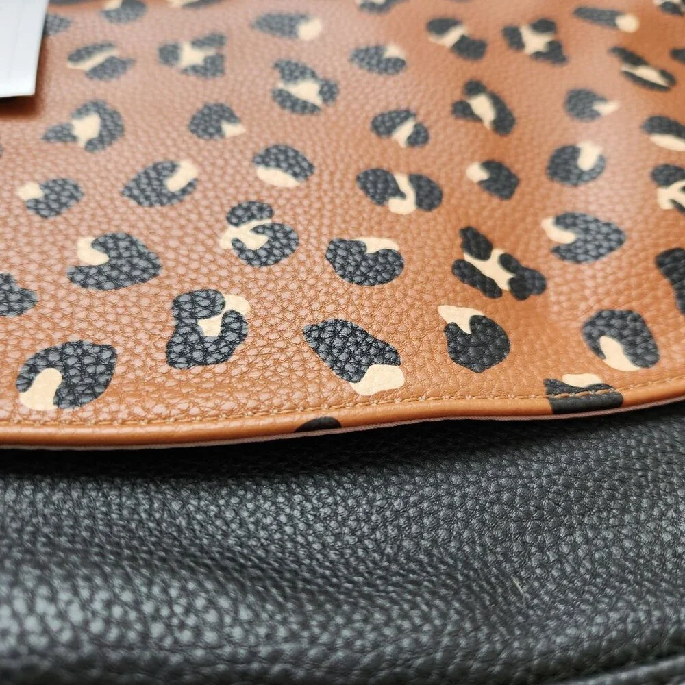 NEW Thirty One Leopard Print Black Faux Leather Shoulder Bag Purse Classy Glam - Picture 5 of 12
